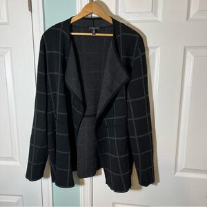 Eileen Fisher Woman Black Organic Linen Cardigan Long Sleeve Women’s Size 1X